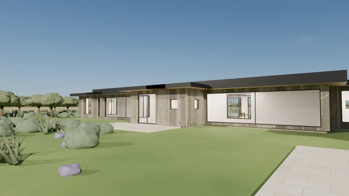 3D model view of a desert modern house